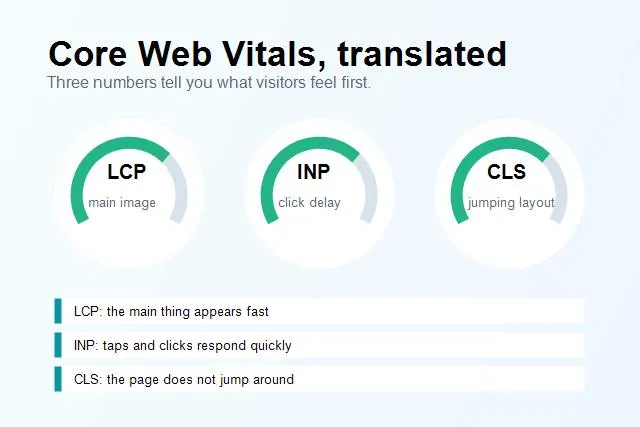 Core Web Vitals explained with LCP INP and CLS signals