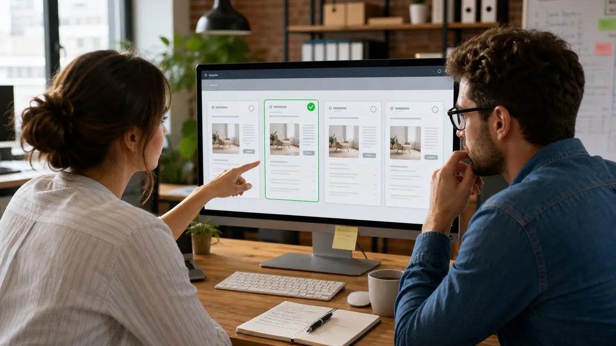 A team reviewing duplicate website pages before choosing a canonical URL