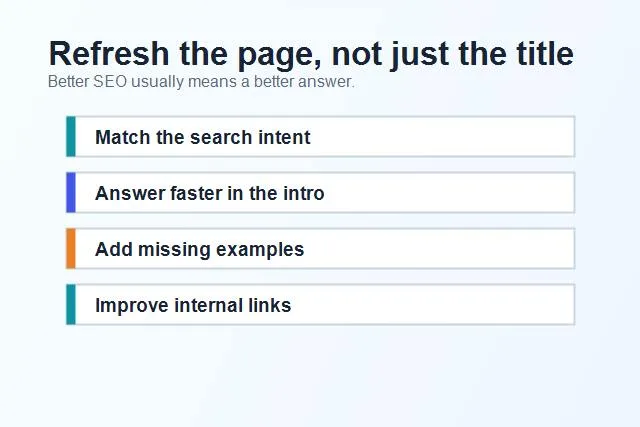 Page refresh checklist for improving SEO content and intent