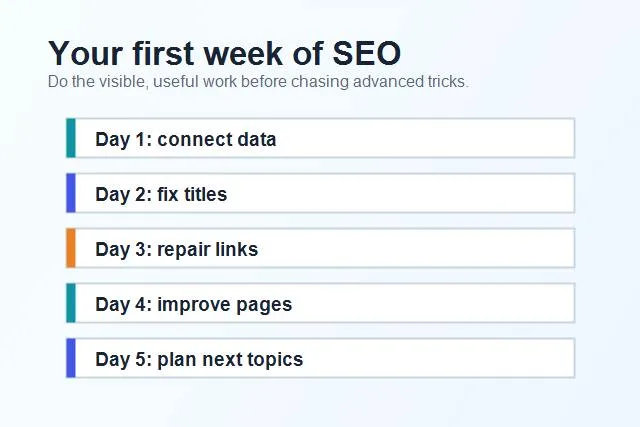 First week SEO plan for doing SEO yourself