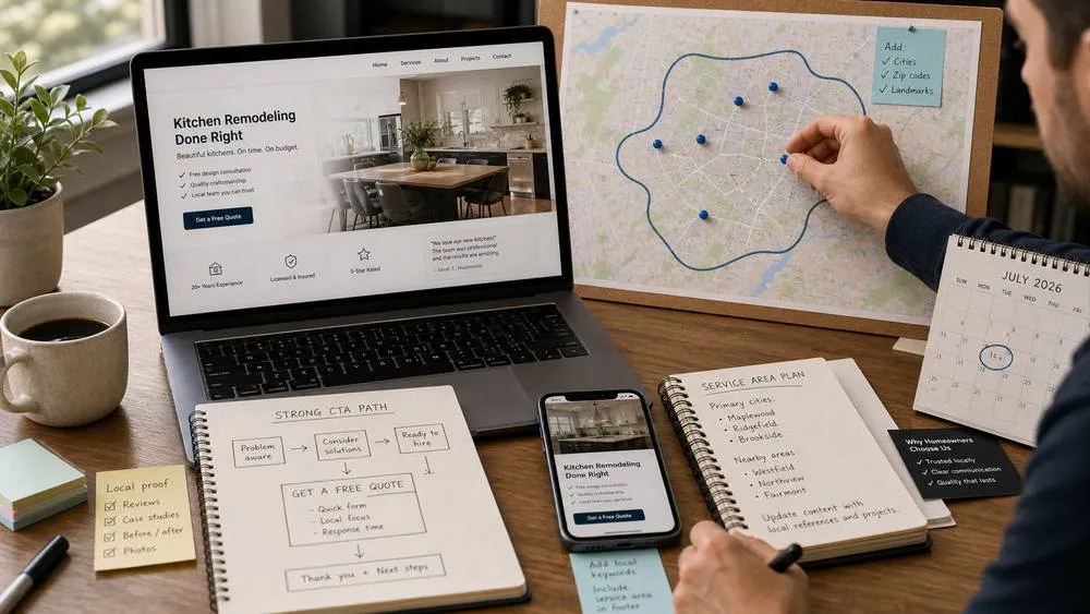 Service page SEO planning for service areas and calls to action