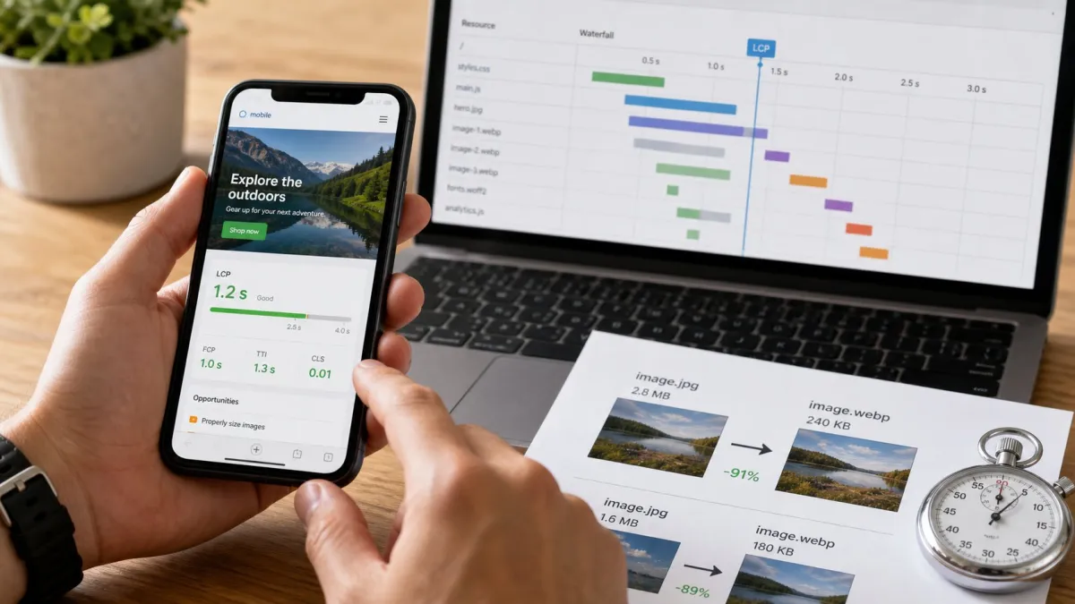 Mobile speed and indexing review for a website