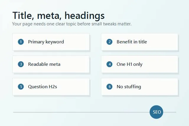 title tag meta description and heading checklist for on page SEO