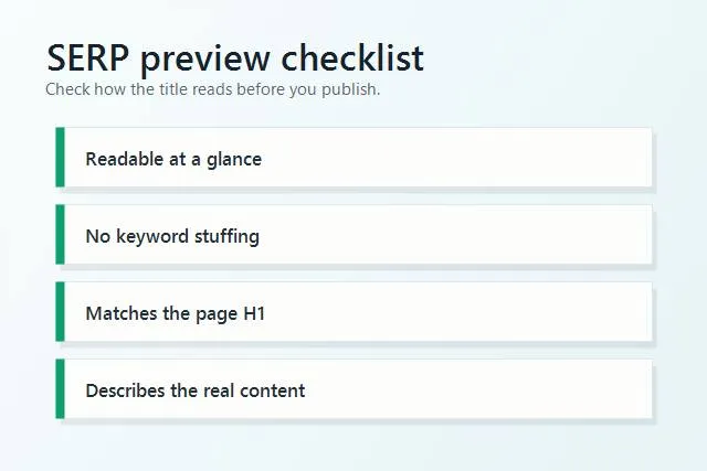 SERP preview checklist for title tags