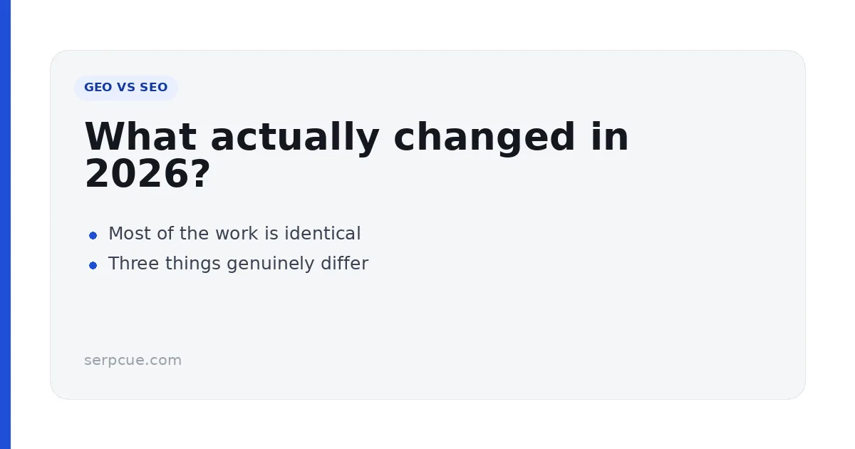 GEO vs SEO: What Actually Changed in 2026