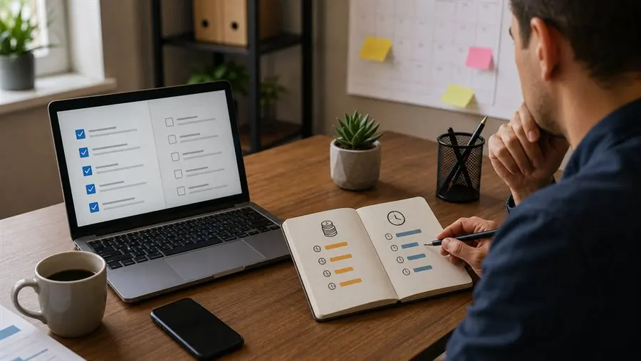 Business owner comparing SEO budget time and complexity before hiring an agency