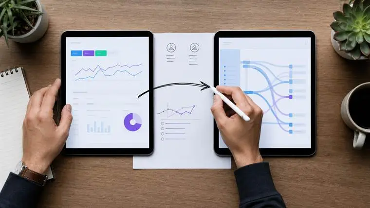 Google Search Console vs Google Analytics comparison on two dashboards